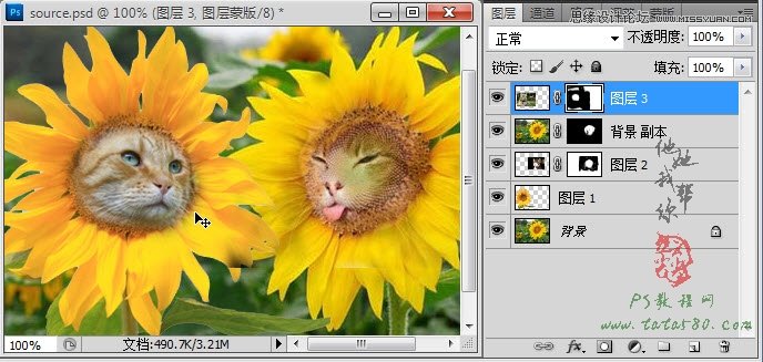 Photoshop合成向日葵之间的恋情教程,PS教程,图老师教程网