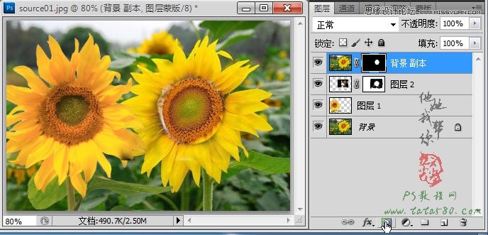 Photoshop合成向日葵之间的恋情教程,PS教程,图老师教程网