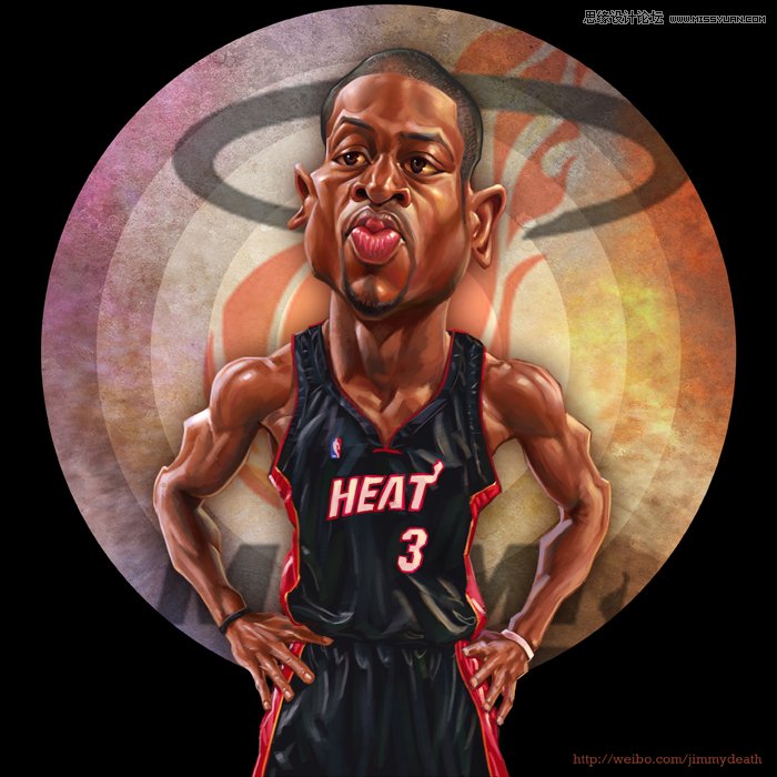 Photoshop给NBA篮球明星韦德打造漫画肖像效果,PS教程,图老师教程网