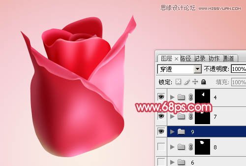 Photoshop绘制含苞欲放的鲜嫩红玫瑰,PS教程,图老师教程网