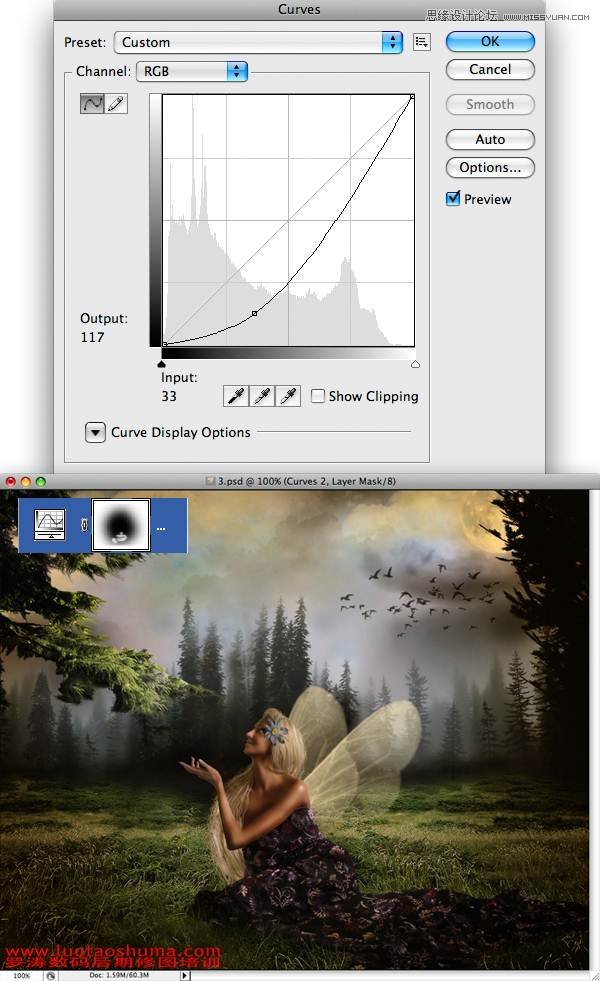 Photoshop合成梦幻幽暗丛林精灵女孩场景,PS教程,图老师教程网