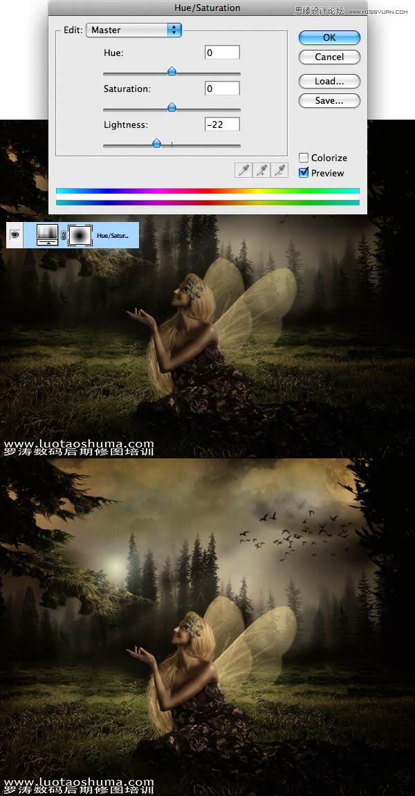 Photoshop合成梦幻幽暗丛林精灵女孩场景,PS教程,图老师教程网
