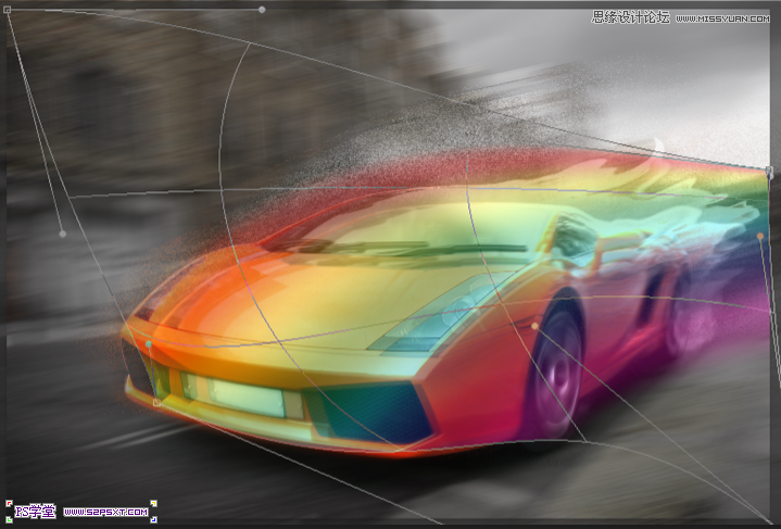 Photoshop设计梦幻炫彩效果的跑车场景,PS教程,图老师教程网
