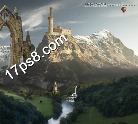 Photoshop合成山顶上巍峨城堡教程,PS教程,图老师教程网