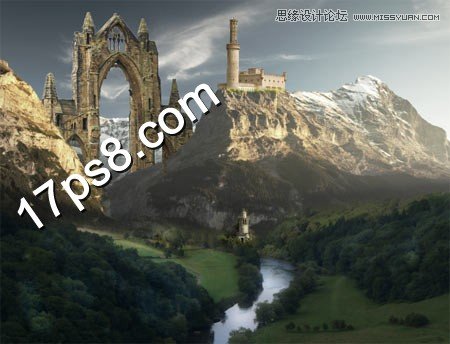 Photoshop合成山顶上巍峨城堡教程,PS教程,图老师教程网