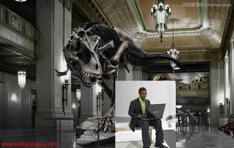 Photoshop合成冷色调恐龙博物馆教程,PS教程,图老师教程网