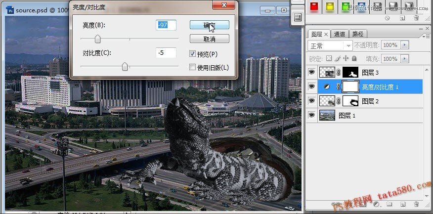 Photoshop合成破土重生毁灭城市的哥斯拉,PS教程,图老师教程网