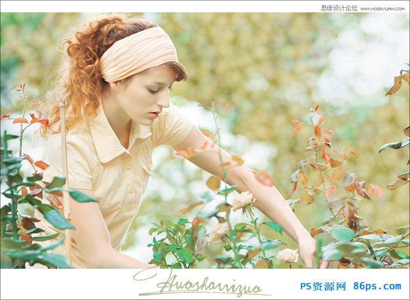 Photoshop调出花丛美女甜美的日系效果,PS教程,图老师教程网