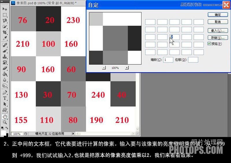 Photoshop基础教程：解析自定滤镜的原理教程,PS教程,图老师教程网