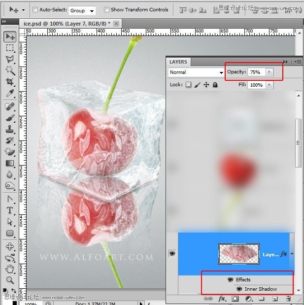 Photoshop使用3D功能制作逼真的冰冻樱桃效果,PS教程,图老师教程网