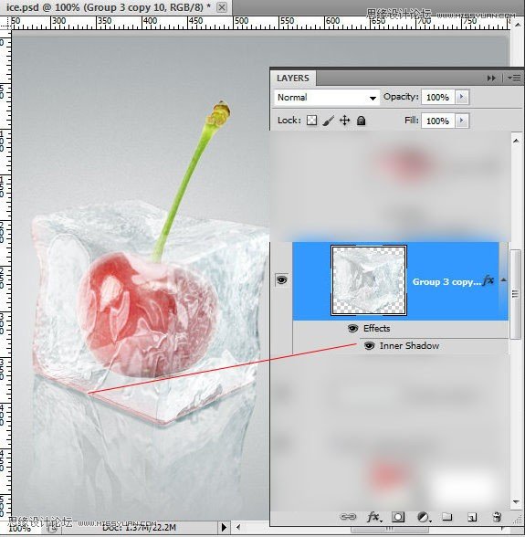 Photoshop使用3D功能制作逼真的冰冻樱桃效果,PS教程,图老师教程网