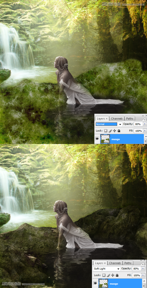Photoshop合成翡翠森林中的沐浴爱神,PS教程,图老师教程网