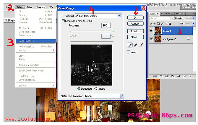 Photoshop将白昼室内图片打造成夜晚灯光效果,PS教程,图老师教程网