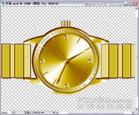 Photoshop绘制闪亮质感金钻手表教程,PS教程,图老师教程网