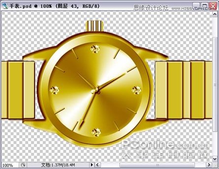 Photoshop绘制闪亮质感金钻手表教程,PS教程,图老师教程网
