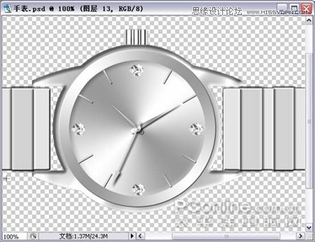 Photoshop绘制闪亮质感金钻手表教程,PS教程,图老师教程网