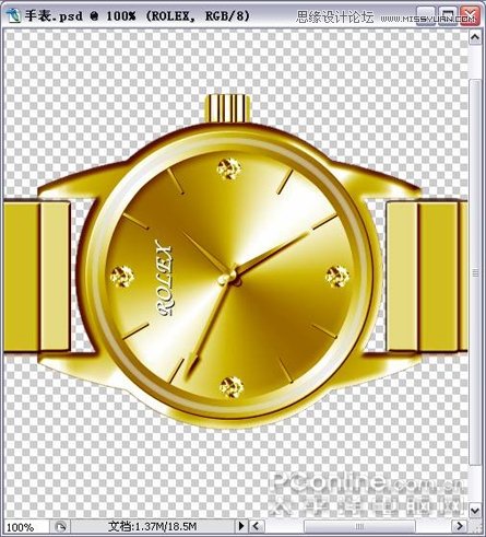 Photoshop绘制闪亮质感金钻手表教程,PS教程,图老师教程网