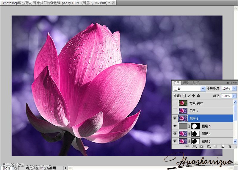 Photoshop绘制梦幻紫色风格的花朵教程,PS教程,图老师教程网
