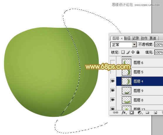 Photoshop绘制漂亮的青色大苹果教程,PS教程,图老师教程网