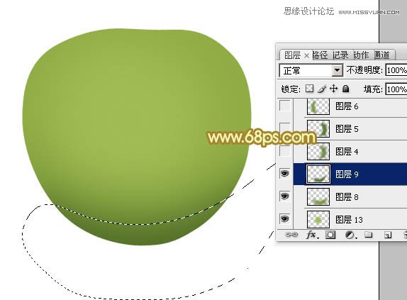 Photoshop绘制漂亮的青色大苹果教程,PS教程,图老师教程网