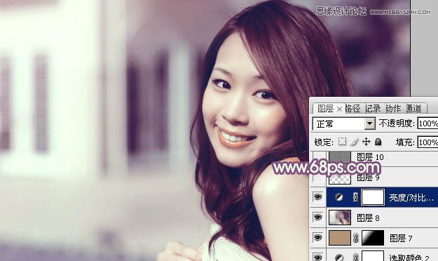 Photsohop使用通道调出美女甜美的紫色调,PS教程,图老师教程网