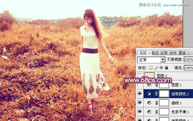 Photoshop调出外景美女秋季金黄色调,PS教程,图老师教程网