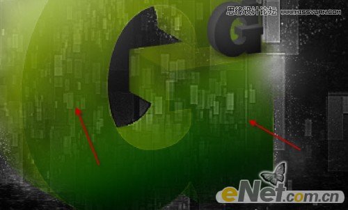Photoshop制作抽象光线效果的绿色立体字