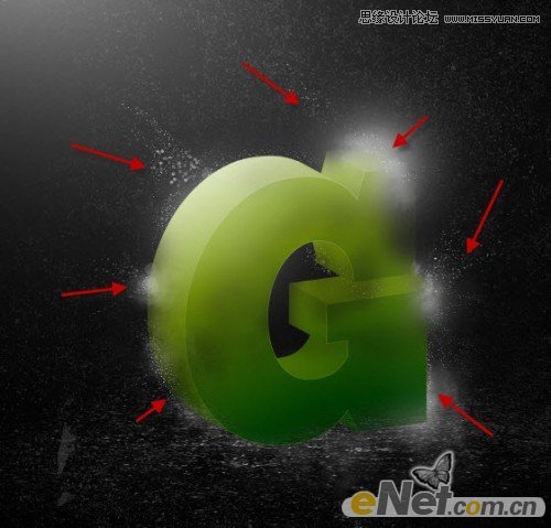 Photoshop制作抽象光线效果的绿色立体字
