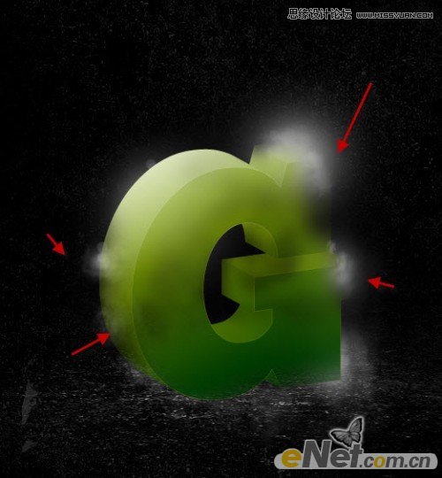 Photoshop制作抽象光线效果的绿色立体字