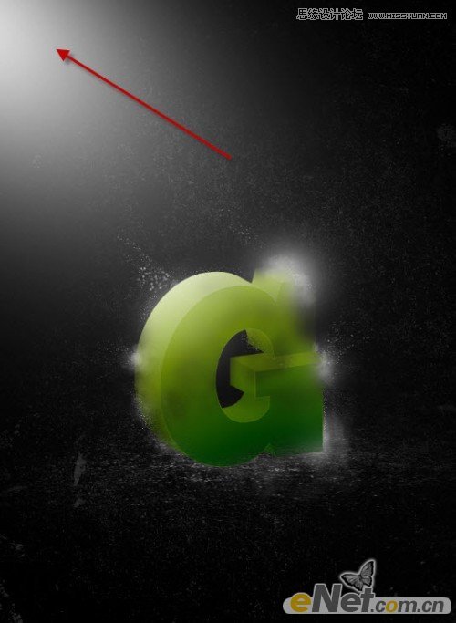 Photoshop制作抽象光线效果的绿色立体字