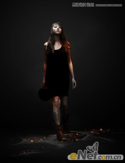 Photoshop设计超酷的火焰美女壁纸教程,PS教程,图老师教程网