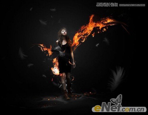 Photoshop设计超酷的火焰美女壁纸教程,PS教程,图老师教程网