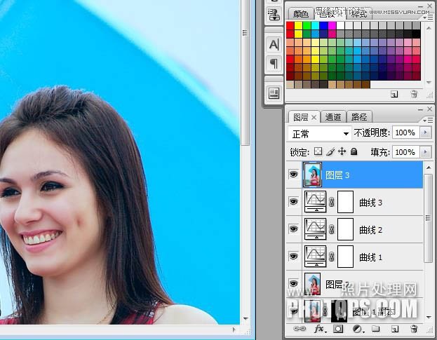 Photoshop给偏灰色外景美女照片调亮处理,PS教程,图老师教程网