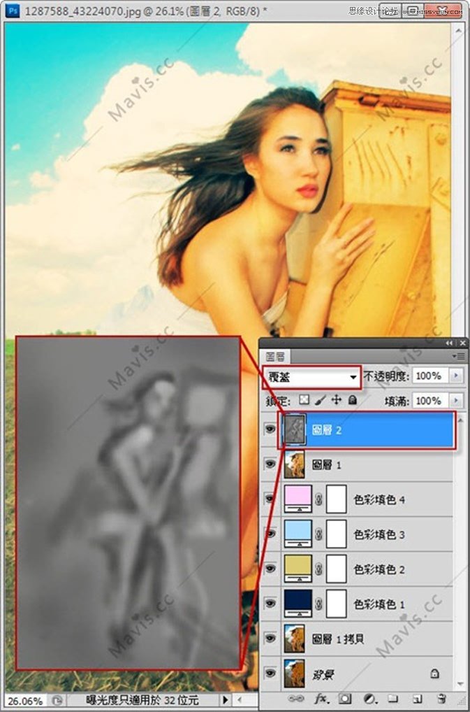 Photoshop调出欧美美女复古黄色调,PS教程,图老师教程网