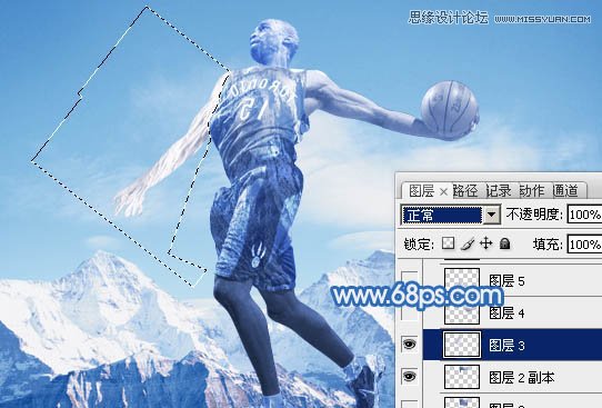 Photoshop合成震撼效果的灌篮冰人,PS教程,图老师教程网