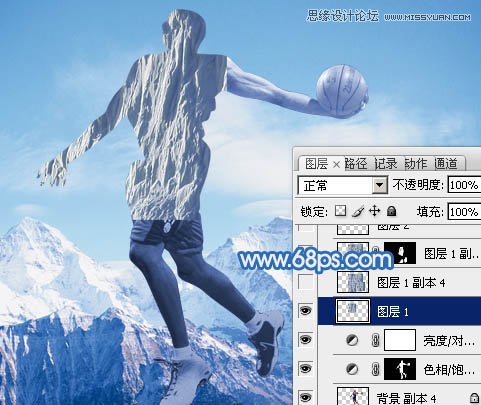 Photoshop合成震撼效果的灌篮冰人,PS教程,图老师教程网
