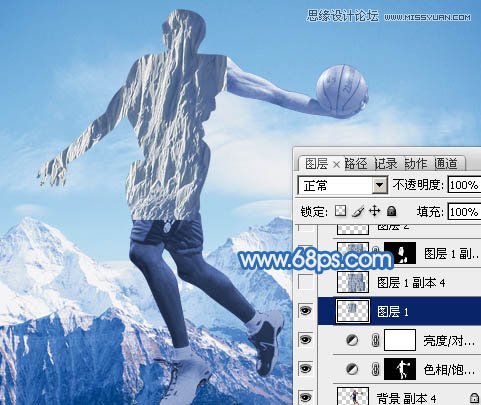 Photoshop合成震撼效果的灌篮冰人,PS教程,图老师教程网