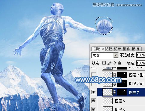 Photoshop合成震撼效果的灌篮冰人,PS教程,图老师教程网