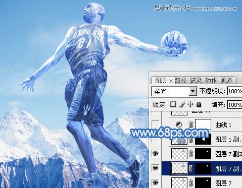 Photoshop合成震撼效果的灌篮冰人,PS教程,图老师教程网