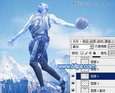 Photoshop合成震撼效果的灌篮冰人,PS教程,图老师教程网