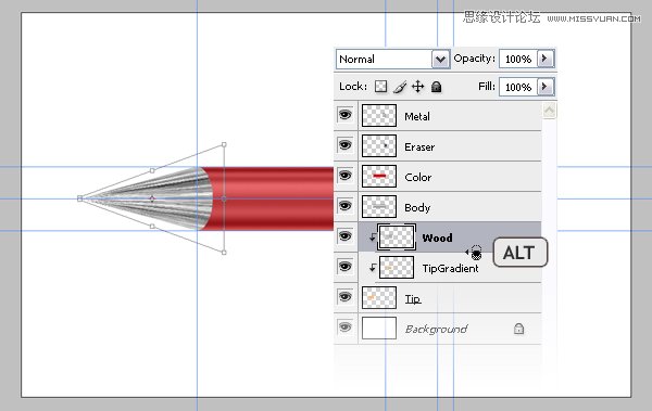 Photoshop绘制一个超级闪亮的铅笔图标,PS教程,图老师教程网