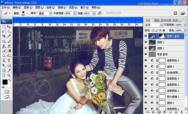 Photoshop把婚片人物和影楼背景完美结合,PS教程,图老师教程网