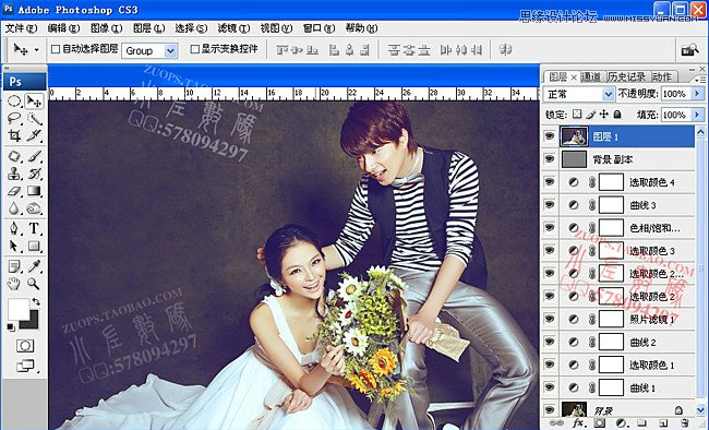 Photoshop把婚片人物和影楼背景完美结合,PS教程,图老师教程网