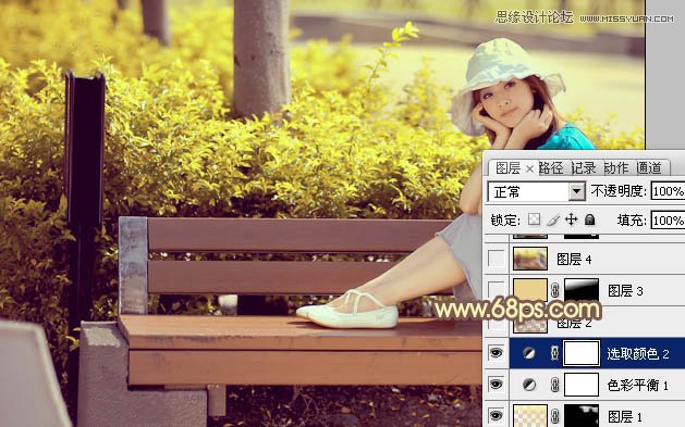 Photoshop调出公园美女暖暖的黄色调效果,PS教程,图老师教程网