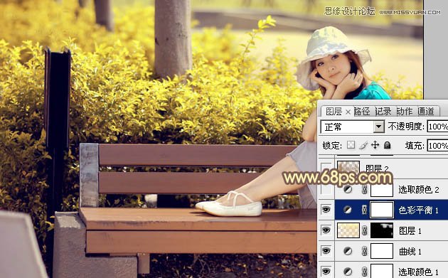 Photoshop调出公园美女暖暖的黄色调效果,PS教程,图老师教程网