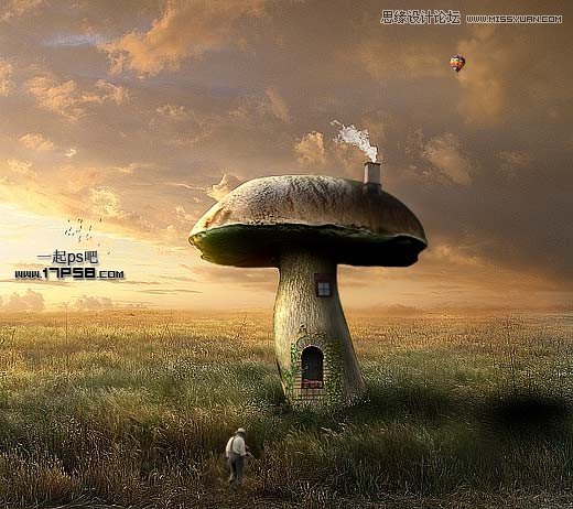 Photoshop合成创意的蘑菇屋,PS教程,图老师教程网