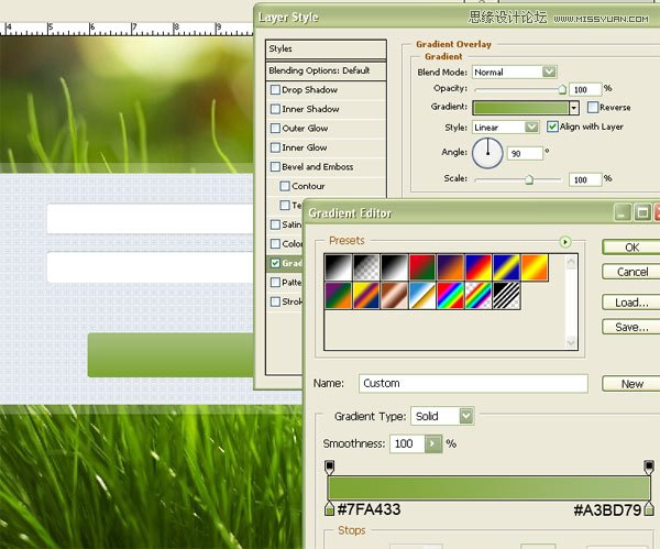 Photoshop设计清新风格绿色登陆框教程,PS教程,图老师教程网