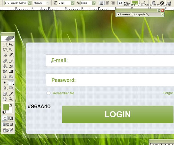 Photoshop设计清新风格绿色登陆框教程,PS教程,图老师教程网
