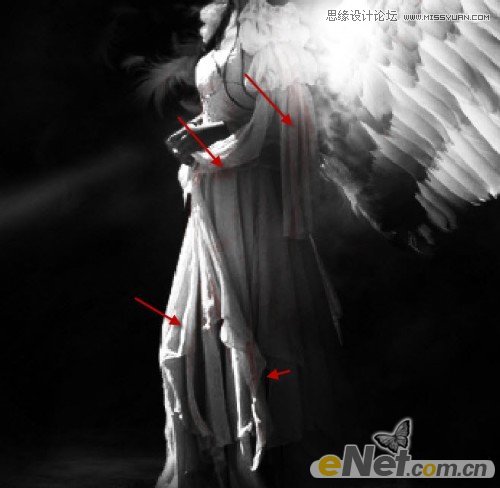 Photoshop打造黑暗中的火焰天使特效