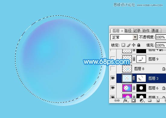 Photoshop绘制蓝色透明效果的气泡,PS教程,图老师教程网